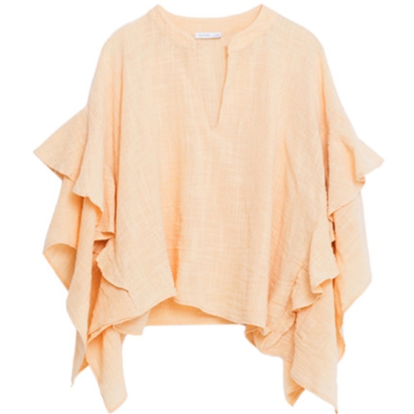 Zara Tops - 🌺🎀2xHP!🌟Gorgeous Zara Linen Peach Ruffle Poplin
